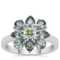 Natural Umba Sapphire Ring with Chrome Diopside in Sterling Silver 2.33cts