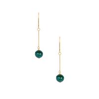 Malachite Earrings in Gold Tone Sterling Silver 10.85cts