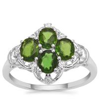 Chrome Diopside Ring with White Zircon in Sterling Silver 1.74cts