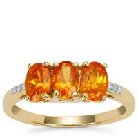 Mandarin Garnet Ring with Diamond in 9K Gold 1.70cts