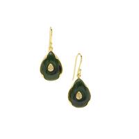 Nephrite Jade Earrings with Café Diamond in Sterling Silver 30.50cts