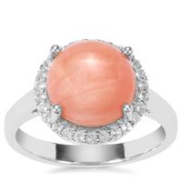 Botswana Agate Ring with White Topaz in Sterling Silver 4.19cts