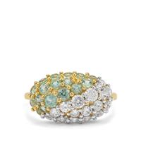 Aquaiba™ Beryl Ring with White Zircon in 9K Gold 2.55cts