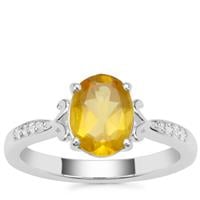 Burmese Amber Ring with White Zircon in Sterling Silver 0.74ct