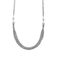 18" Diamond Cut Station Necklace in Sterling Silver 12.40g