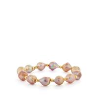 Naturally Papaya Fireball Pearl  Bracelet in Gold Tone Sterling Silver (12mm)