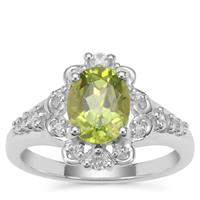 Red Dragon Peridot Ring with White Zircon in Sterling Silver 2.35cts