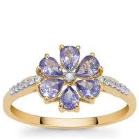 Tanzanite Ring with White Zircon in 9K Gold 0.95ct