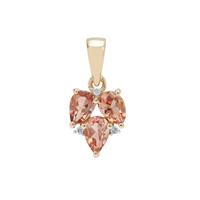 Padparadscha Oregon Sunstone Pendant with Diamond in 9K Gold 1.18cts