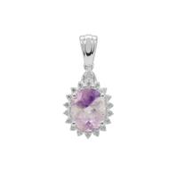Moroccan Amethyst Pendant with White Zircon in Sterling Silver 2.60cts