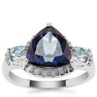 Hope, Swiss Blue Topaz Ring with White Zircon in Sterling Silver 4.28cts