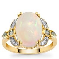 Ethiopian Opal, Aquaiba™ Beryl Ring with White Zircon in 9K Gold 3.75cts