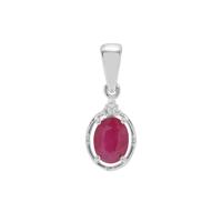 Kenyan Ruby Pendant with White Zircon in Sterling Silver 1.65cts