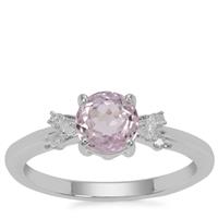 Natural Brazilian Kunzite Ring with Diamond in Sterling Silver 1.19cts