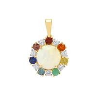 Ethiopian Opal with Multi Colour Gemstones Pendant in 9K Gold 3.75cts