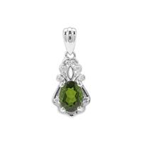 Chrome Diopside Pendant with White Zircon in Sterling Silver 1.32cts
