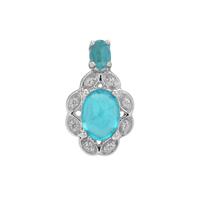 Neon Apatite Pendant with White Zircon in Sterling Silver 1.25cts