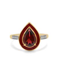 Rhodolite Garnet Ring with Diamond in 9K Gold 2cts