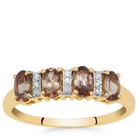 Bekily Colour Change Garnet Ring with White Zircon in 9K Gold 1.15cts