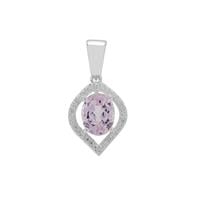 Minas Gerais Kunzite Pendant with White Zircon in Sterling Silver 2.80cts