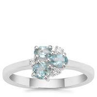Madagascan Blue Apatite Ring with White Zircon in Sterling Silver 0.71ct