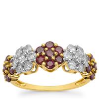 Purple Diamonds Ring with White Diamonds in 9K Gold 1.45ct