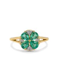Zambian Emerald Ring with White Zircon in 9K Gold 1.25cts