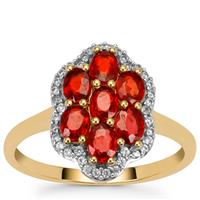 Tanzanian Ruby Ring with White Zircon in 9K Gold 1.75cts
