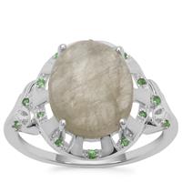 Menderes Diaspore Ring with Tsavorite Garnet in Sterling Silver 5.06cts