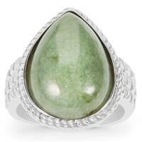 Moss-in-Snow Jade Ring in Sterling Silver 13.35cts