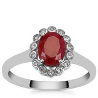 Burmese Ruby Ring with White Zircon in 9K White Gold 1.75cts