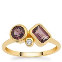 Burmese Purple Spinel Ring with White Zircon in 9K Gold 1.40cts