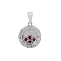 Burmese Ruby, Optic Quartz Pendant with White Zircon in Sterling Silver 2.15cts