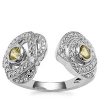 Ambilobe Sphene Ring with White Zircon in Sterling Silver 0.77ct