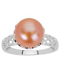 Naturally Papaya Cultured Pearl Ring in Sterling Silver (10mm)