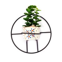 Faux Succulent with Ceramic Jar and Iron Wall Mount - Choice of Colour