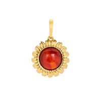 Baltic Cherry Amber Pendant in Gold Tone Sterling Silver (11.50mm)