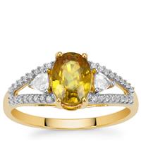 Bang Kacha Yellow Sapphire Ring with White Zircon in 9K Gold 2.15cts