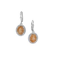 Rutile Quartz Earrings with White Zircon in Sterling Silver 5.90cts