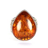 Baltic Cognac Amber Ring in Sterling Silver (21x17mm)