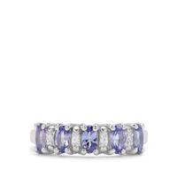 Tanzanite Ring with White Zircon in Sterling Silver 1.10cts