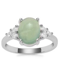Serpentine Ring with White Zircon in Sterling Silver 3.13cts