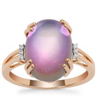 Purple Moonstone Ring with White Zircon in 9K Rose Gold 6.85cts