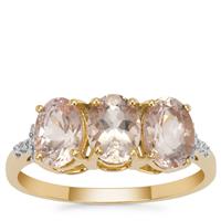 Nigerian Peach Morganite Ring with Diamond in 9K Gold 2cts