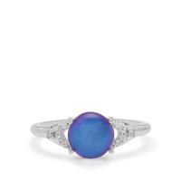 Purple Moonstone Ring with White Zircon in Sterling Silver 2.25cts