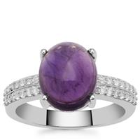 Ametista Amethyst Ring with White Zircon in Sterling Silver 4.45cts