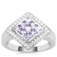 Tanzanite Ring with White Zircon in Sterling Silver 1.27cts