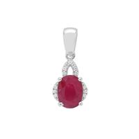 Kenyan Ruby Pendant with White Zircon in Sterling Silver 2.70cts
