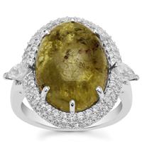 Grossular Ring with White Zircon in Sterling Silver 14.45cts