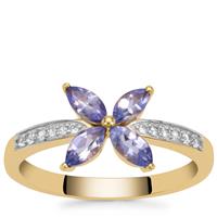 AA Tanzanite Ring with White Zircon in 9K Gold 0.75ct